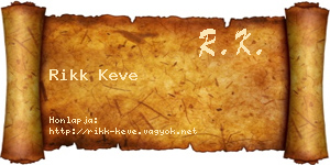 Rikk Keve névjegykártya